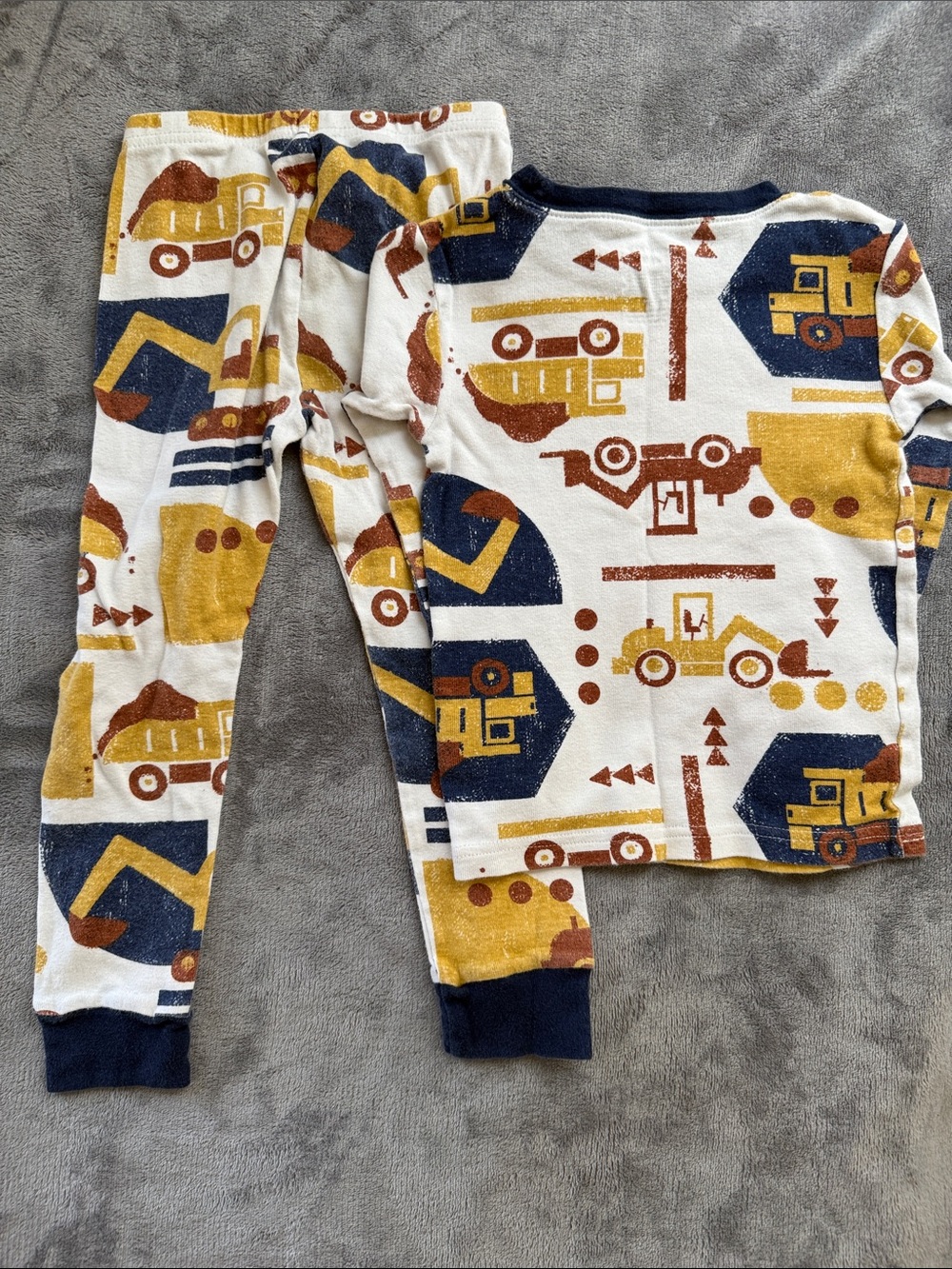 Carter's Yellow & Navy Construction Pajama Set with Stripes - Picture 3 of 9
